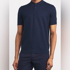 Rugby University Men's Textured Navy Polo Shirt